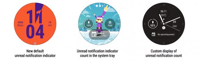 Indicateur de notifications d'Android Wear 2.9