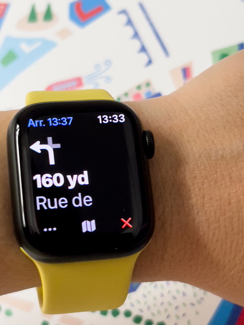 Aper&ccedil;u de l'application Plans de l'Apple Watch.