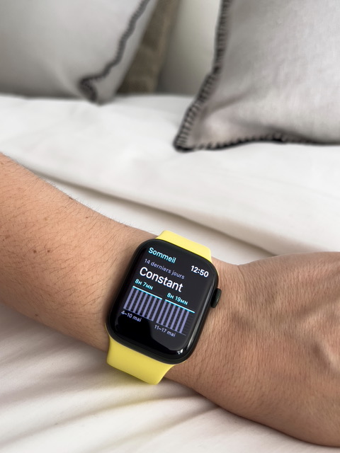 Aper&ccedil;u de l'application Sommeil de l'Apple Watch.